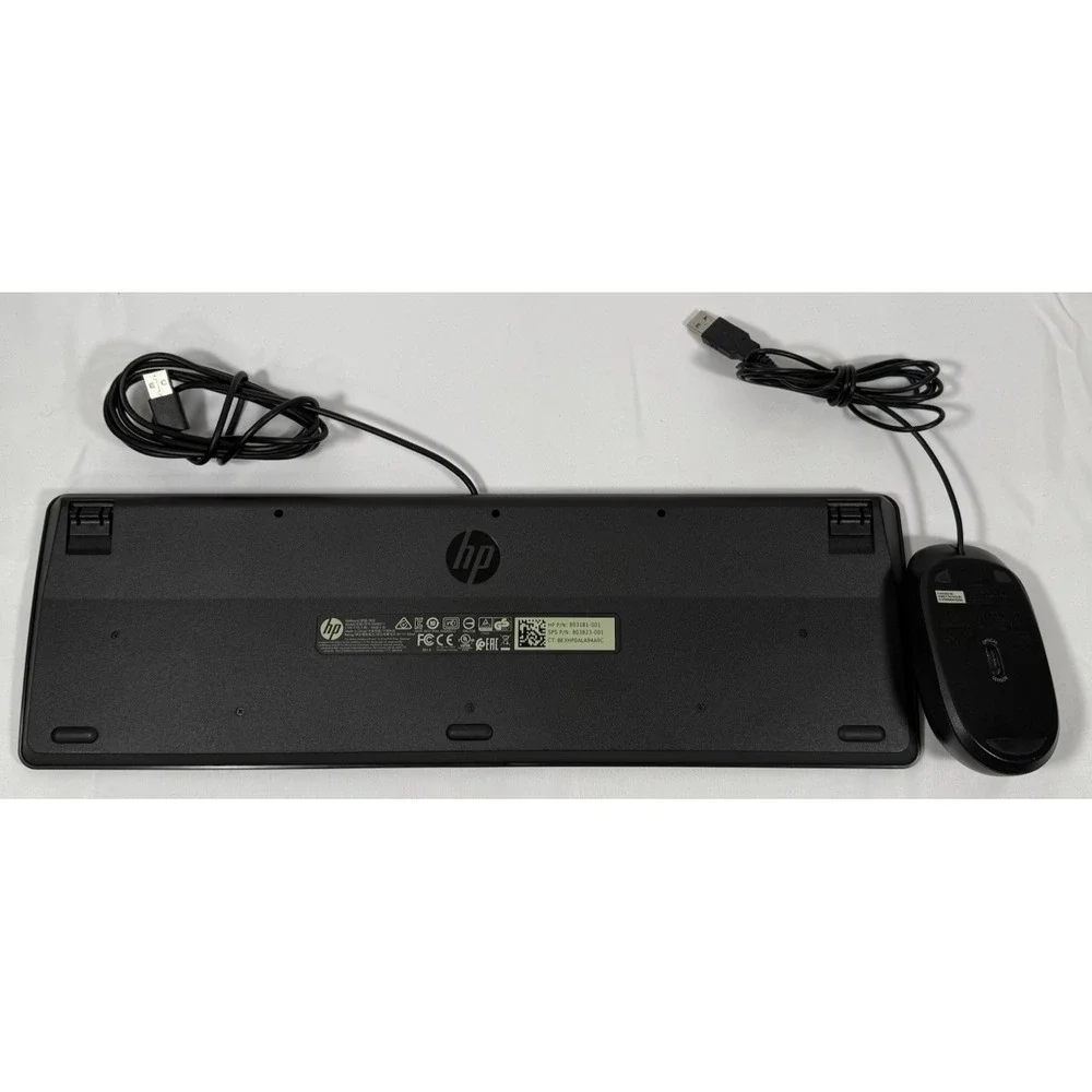 HP Slim Keyboard Kbar211 & Optical Mouse USB Wired Black Genuine Set